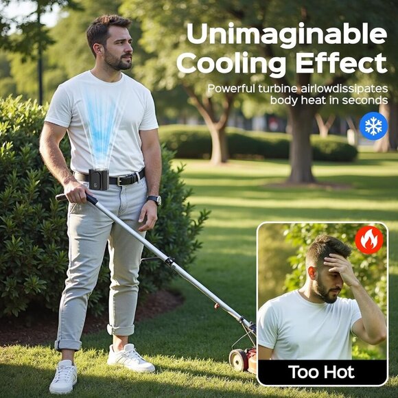 10000PRM Portable Waist Clip Fan, up to 20Hrs Mini Personal Rechargeable, Belt F - Picture 8 of 8